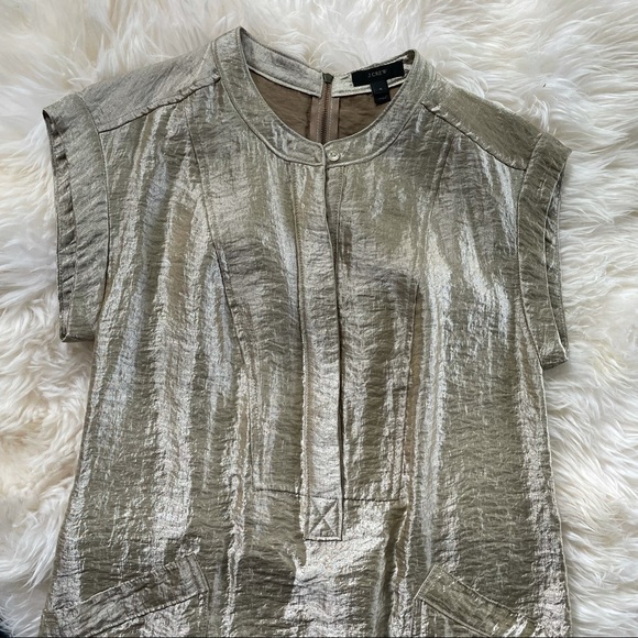 J.Crew Soft Gold Lame' Shirt Dress Sz 4 - Picture 4 of 10